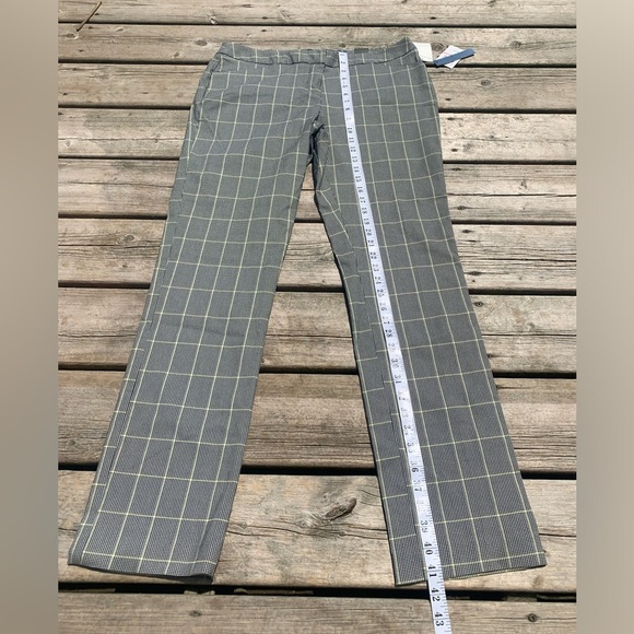 Amanda & Chelsea Plaid Slim Fit Trousers - Black/White/Lime Green Accent Size 10 - Picture 7 of 7